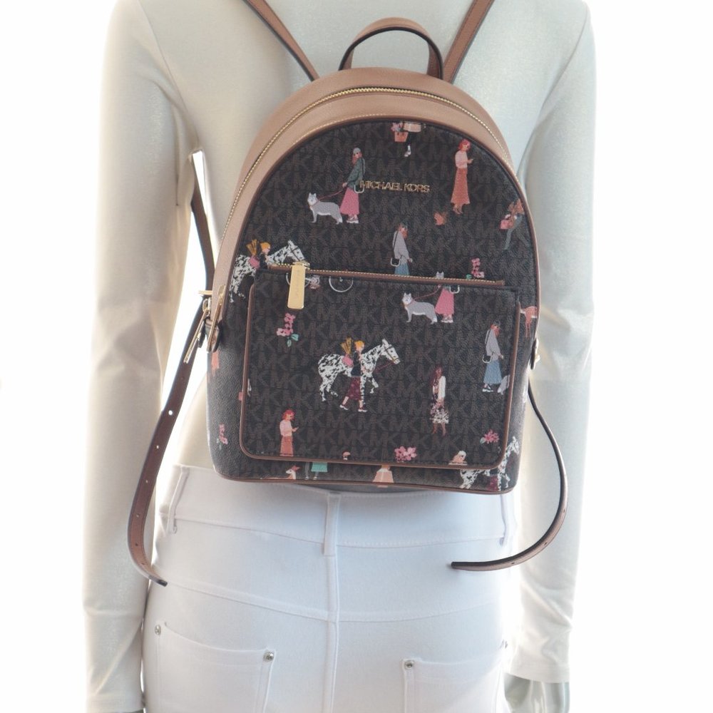 Michael Kors Adina Jet Set Girls Medium backpack MK Logo Brown Multi NWT$398.00 - Picture 3 of 14
